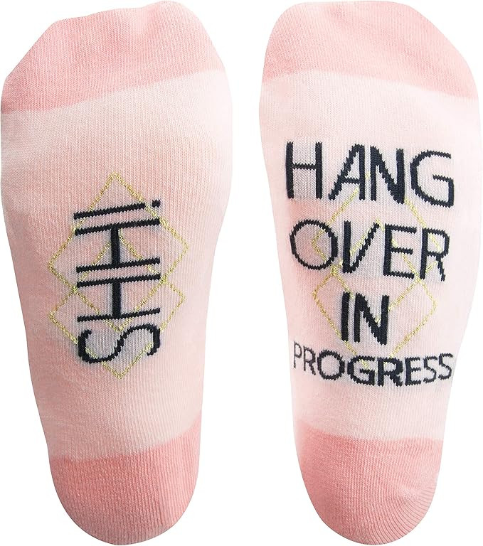 Pavilion Gift Company Shh Hangover in Progress-Pink & Gold Humorous Women's Socks, Pink, One Size | Amazon (US)