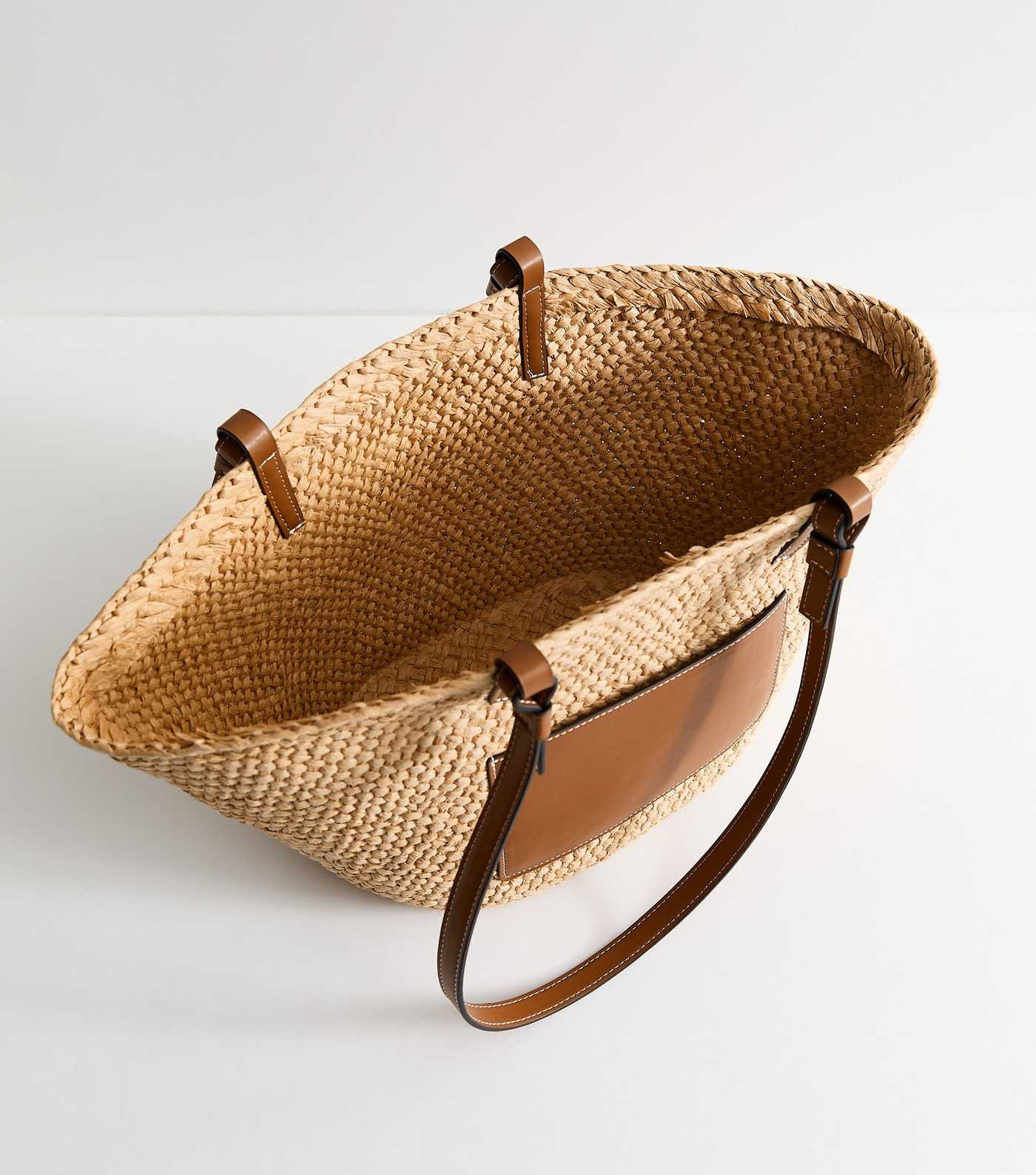 Stone Woven Pocket Straw Basket Bag | New Look | New Look (UK)