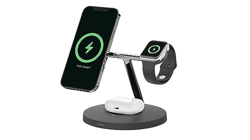 Belkin MagSafe 3-in-1 Wireless Charging Stand (Older 2021 Release) for Apple Watch, iPhone Series, AirPods - Black | Amazon (US)