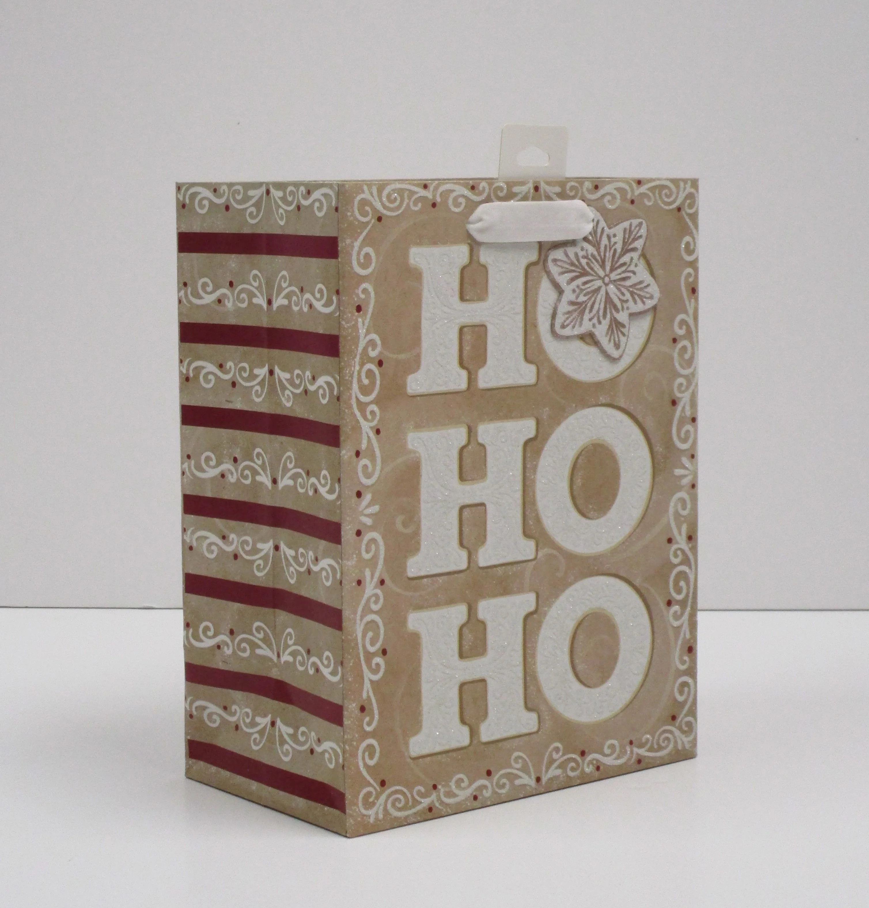 Medium Beige Ho Ho Ho Kraft Christmas Paper Gift Bag, 7.5" x 4.5" x 9.88", by Holiday Time | Walmart (US)