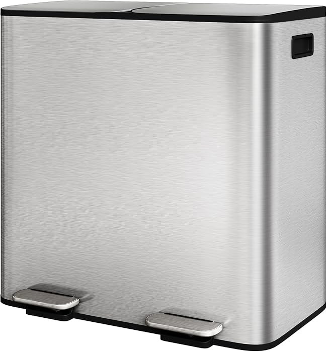 GarveeHome 2 x 10.6 gal Stainless Steel Double Trash Can with Lid for Kitchen, Large Dual Trash a... | Amazon (US)
