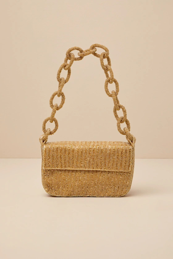 Ailean Gold Beaded Shoulder Bag | Lulus