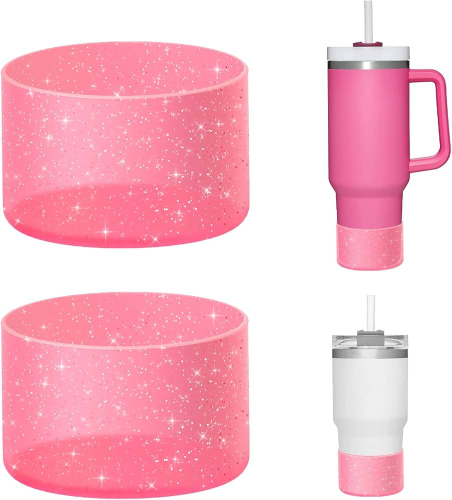WUQID 2 Pack Bling Silicone Boot for Stanley Quencher H2.0 & IceFlow Flip 20oz 30oz 40oz, Reduces... | Amazon (US)