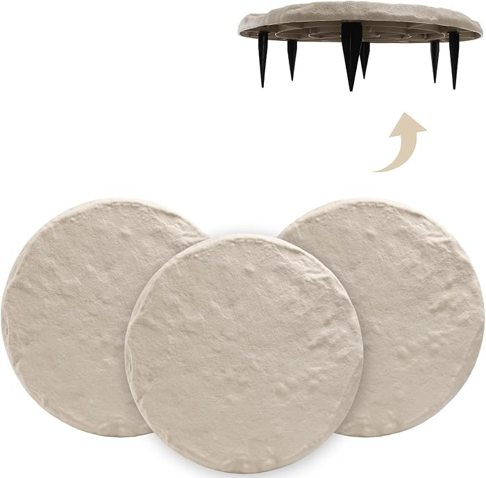 4Pcs Round Beige Stepping Stones Outdoor Garden Walkway, Durable Plastic Pavers for Patio, Pathwa... | Amazon (US)