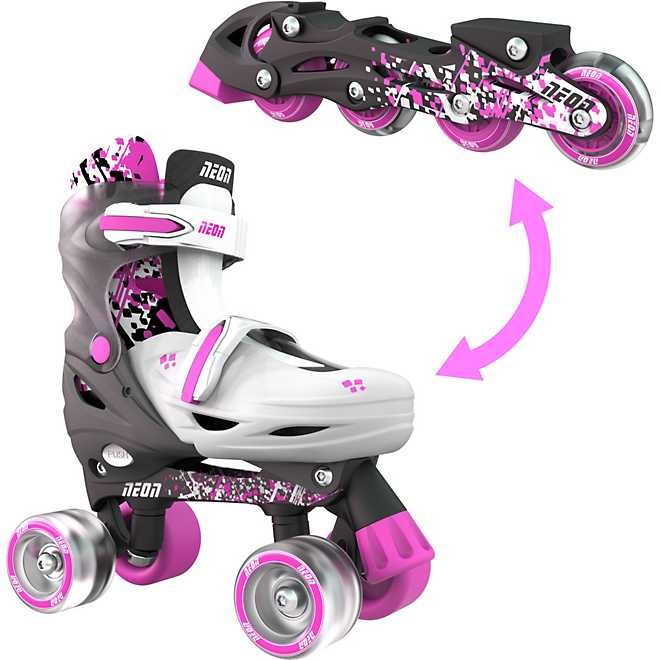 NEON Girls' Combo Inline and Quad Adjustable Light-Up Skates | Academy | Academy Sports + Outdoors