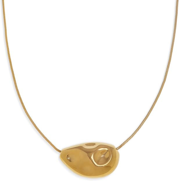 Chunky Gold Silver Pendant Necklace for Women, Statement Charm Choker Thick Adjustable Hammered H... | Amazon (US)