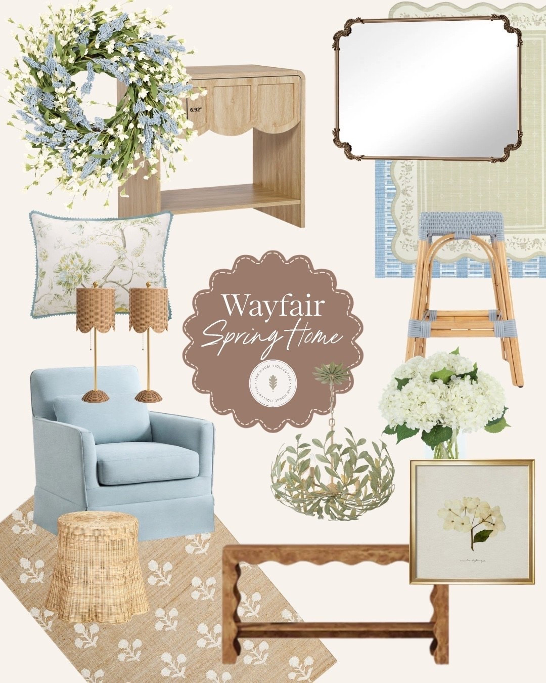 Wayfair spring home, blue and green, outdoor, mirror, rug, pillows, chairs, artwork, furniture, side table, chandelier,

#LTKmomlife #LTKHome