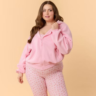 Blogilates Women's Marshmallow Full Zip Hooded Sweatshirt - Pink 3X | Target