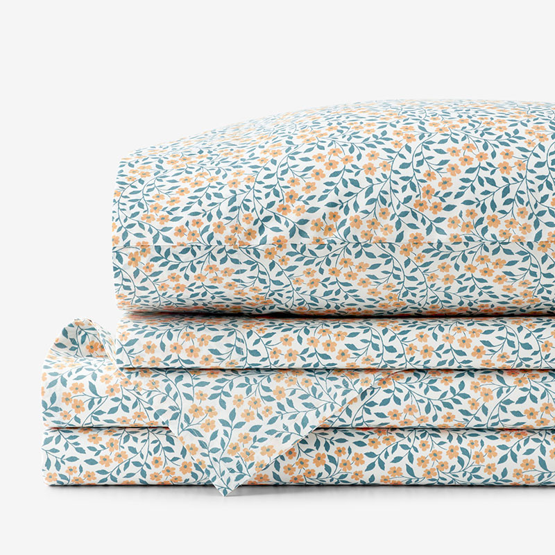 Serene Floral Classic Cool Percale Bed Sheet Set - Ditsy Vine, Queen | The Company Store