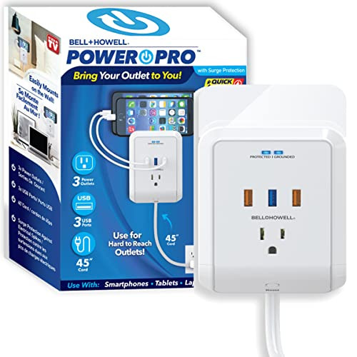 Bell + Howell Power Pro Outlet Extender, Wall Outlet Plug Extender, 4 Foot Extension Cord Surge P... | Amazon (US)