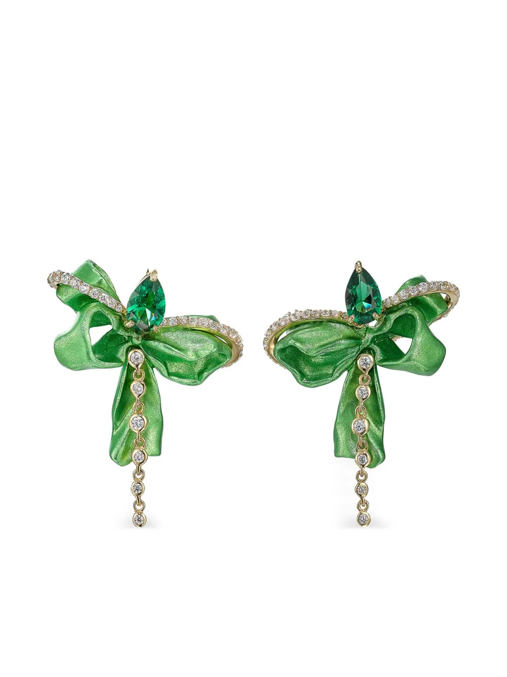 18kt yellow gold Cupid's Bow emerald earrings | Farfetch Global