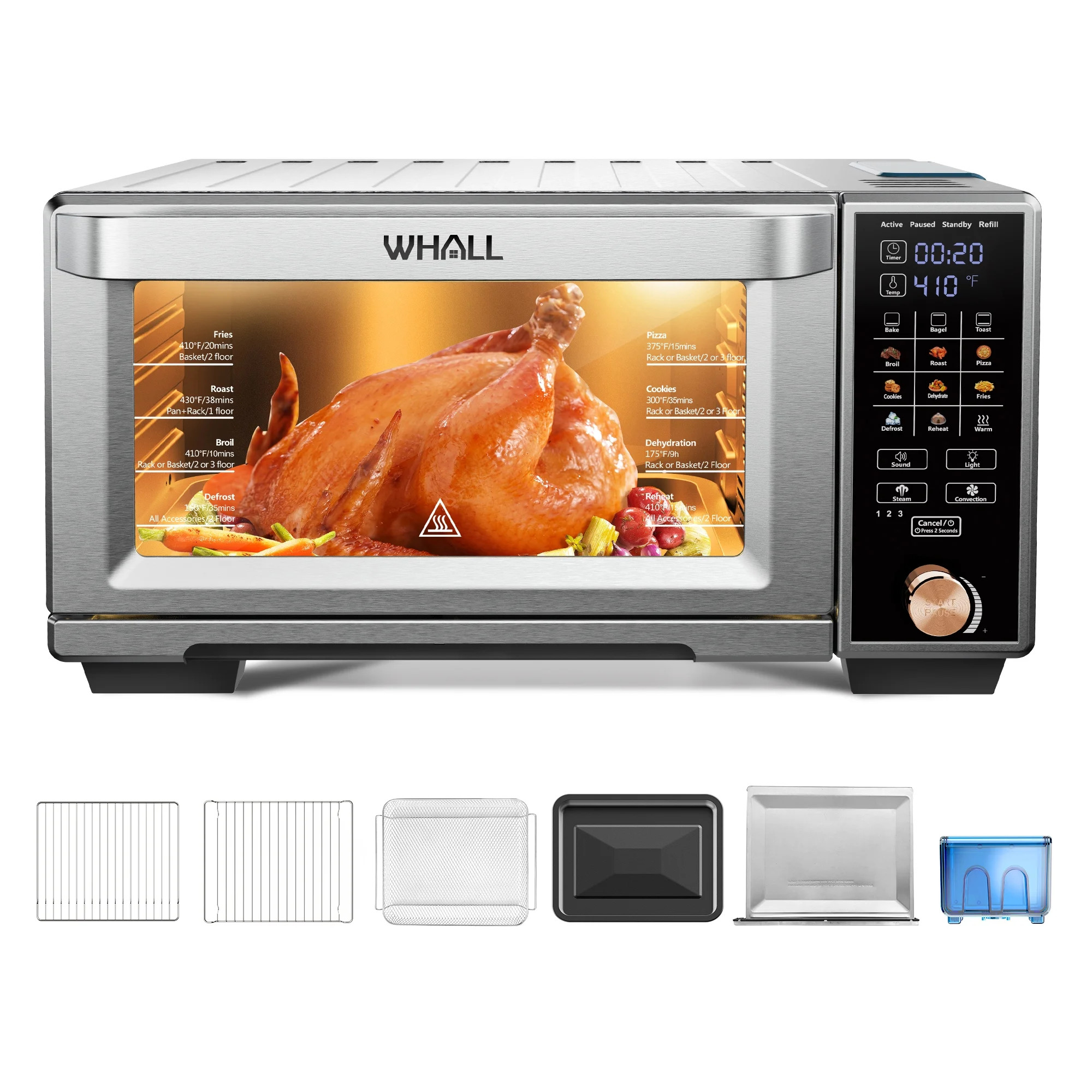 WHALL Air Fryer Toaster Oven - 30QT Convection Oven, 11-in-1 Steam Oven, Touchscreen, 4 Accessori... | Walmart (US)