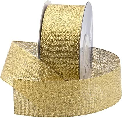 Royal Imports Metallic Sparkly Glitter Fabric Ribbon Roll for Christmas, Craft, Floral, Wedding, ... | Amazon (US)