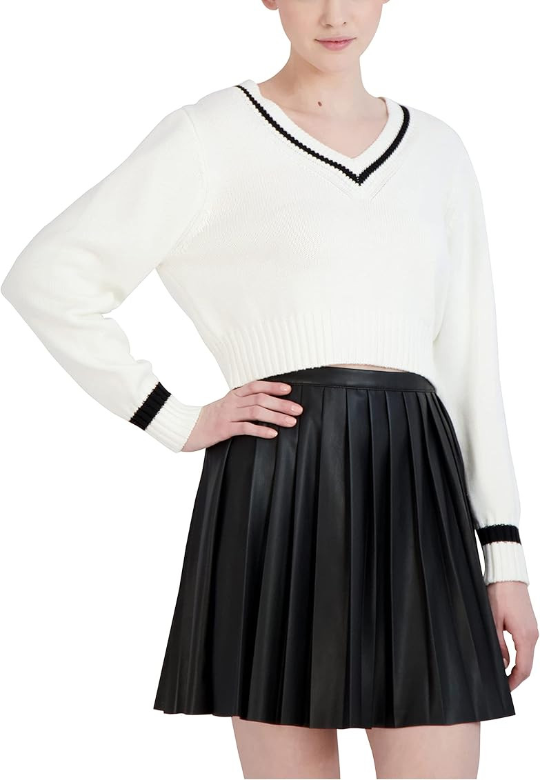 BCBGeneration Women's Fit and Flare Mini Skirt Pleated Faux Leather | Amazon (US)