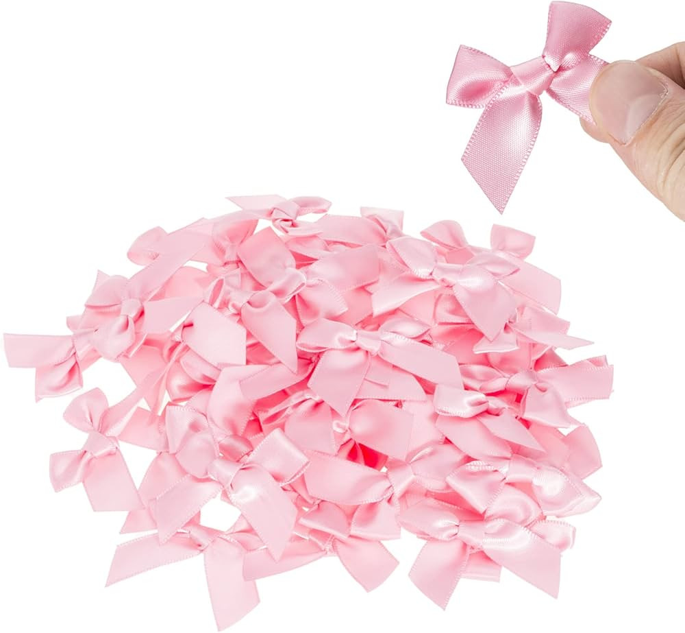 YASEO 50 Pcs Hot Pink Mini Satin Bows, Small Ribbon Appliques Bows for Sewing, Scrapbooking, Gift... | Amazon (US)