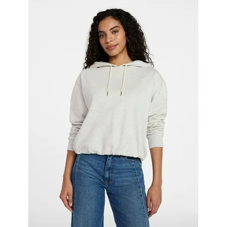 Time and Tru Women s Bubble Hem Pullover Hoodie with Long Sleeves Size XS-XXXL | Walmart (US)