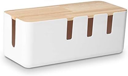 Cable Management Box by Baskiss, 12x5x4.5 inches, Wood Lid, Cord Organizer for Desk TV Computer U... | Amazon (US)