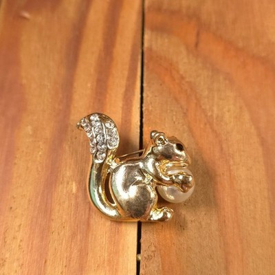 Unbranded Gold-Tone Faux Pearl Squirrel Brooch Pin Rhinestone | eBay US