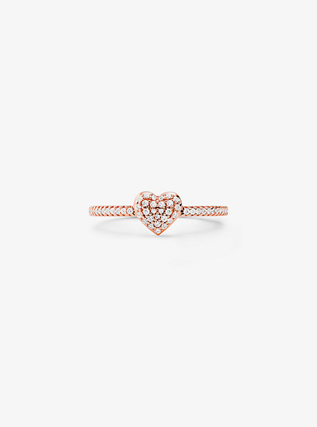 Precious Metal-Plated Sterling Silver Pavé Heart Ring | Michael Kors US