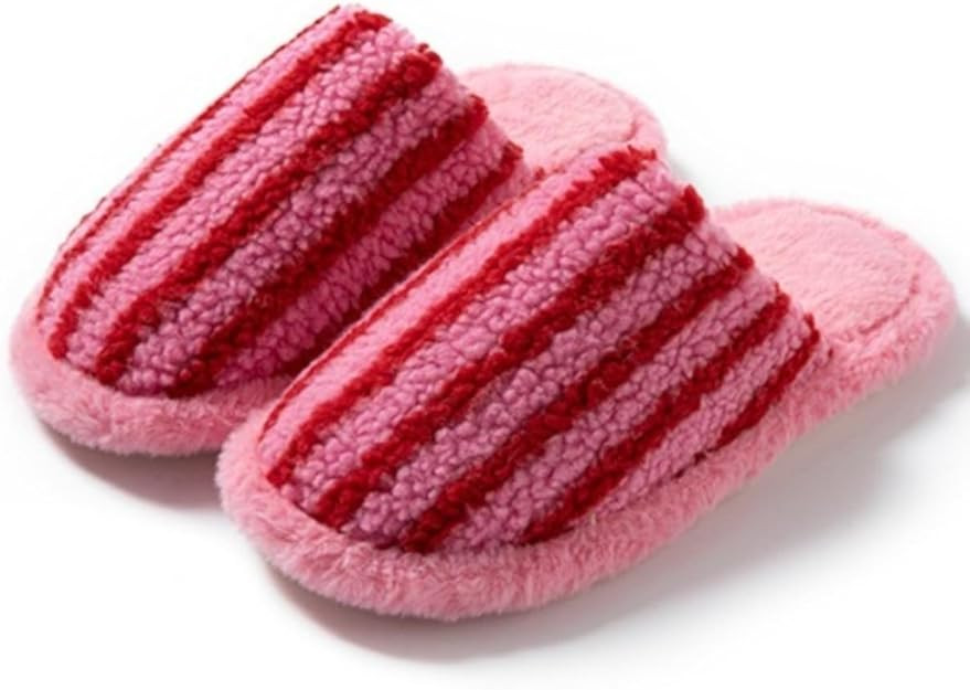 Stripe Slippers-Fluffy Fur Chic Fashion Casual Clean Y2k Cute Indoor Outdoor Vacation Bathroom Co... | Amazon (US)