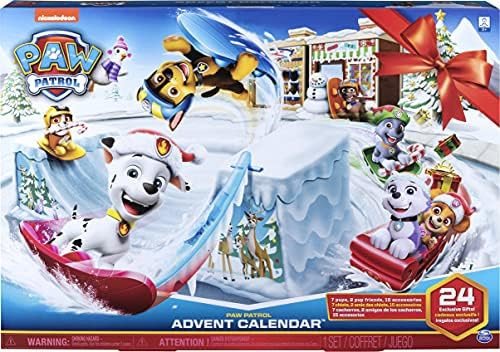 Paw Patrol Holiday Advent Calendar Count Down with 24 Collectible Toys Including Pups, Snowboards... | Amazon (US)