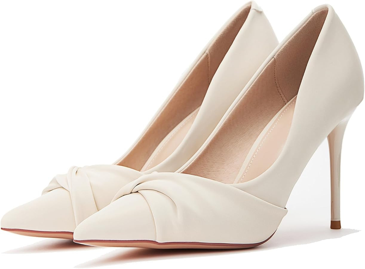 Velvet Heels for Women, Dressy High Heels with Twist Bow Knot, Stiletto Heels for Women | Amazon (US)