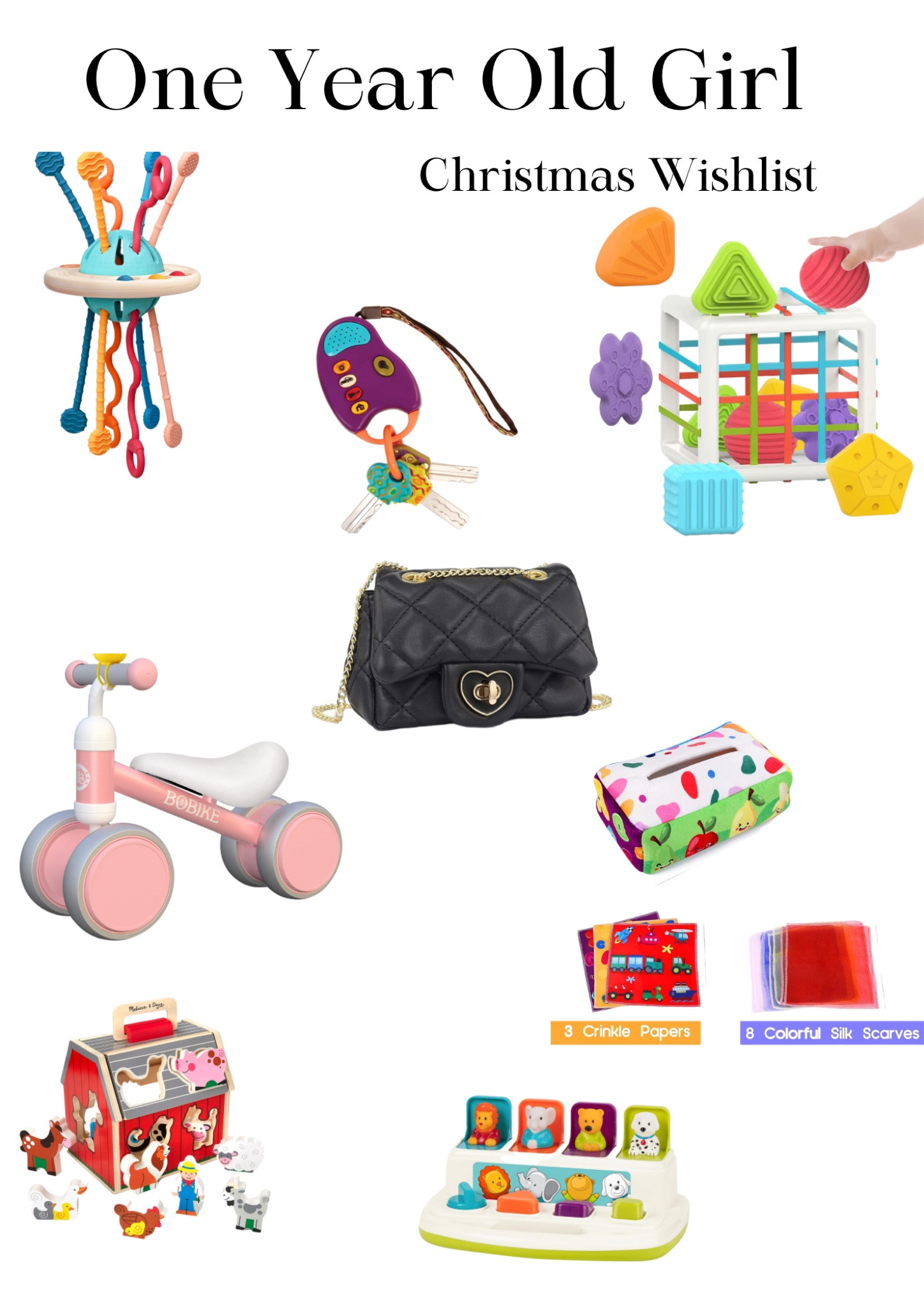 One year olds are so hard to buy for, and it’s even harder since we already have toys from my toddler. Most of these are toys my kids loved at play places, or the bike & barn we have! All from Amazon and great prices ☺️ #amazon #toddlerchristmas #toddlerchristmaspresents #christmaswishlist 

#LTKCyberWeek #LTKkids #LTKfamily