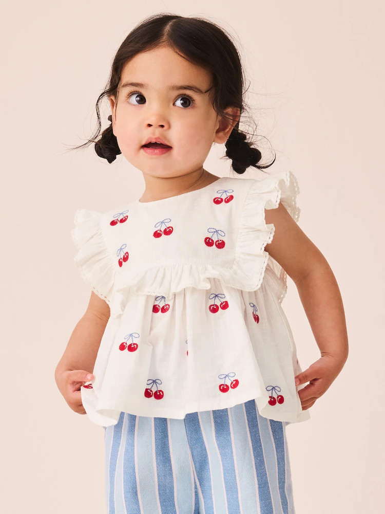 Blue Stripe & Red Cherries Trouser and Sleeveless Blouse Set (3mths-8yrs) | Next US