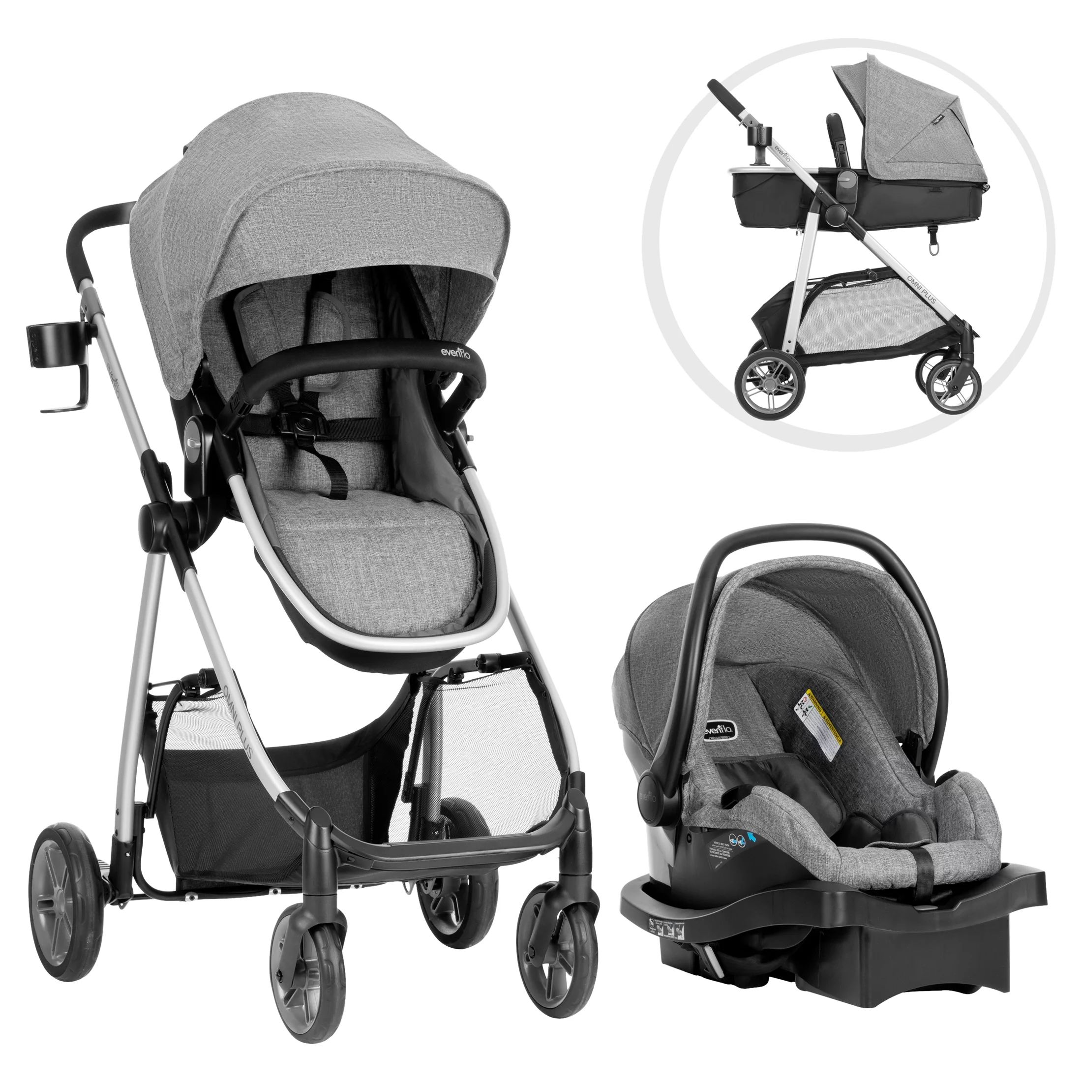 Evenflo Omni Plus Modular Travel System with LiteMax Sport Rear-Facing Infant Car Seat, Mylar Gra... | Walmart (US)