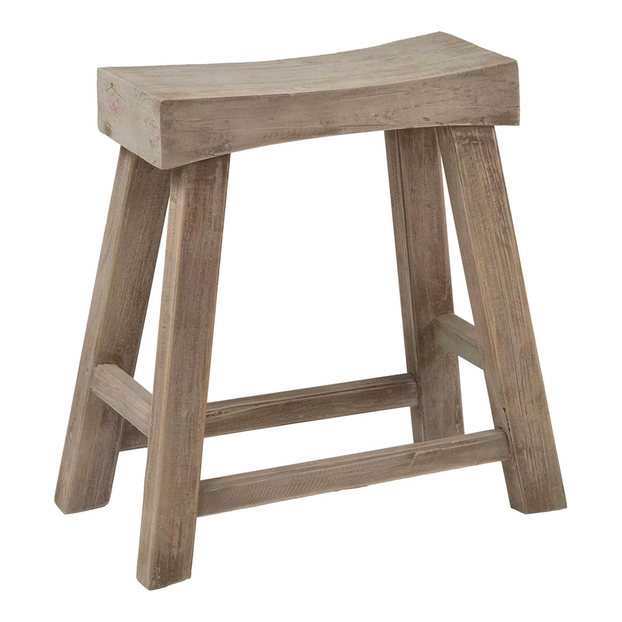 Daisy Vintage Style Solid Mindi Wood Accent Stool by East at Main, Natural Brown Rustic 22"x12"x2... | Walmart (US)