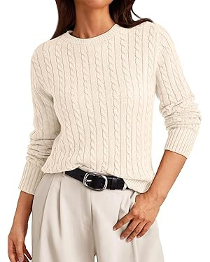 LILLUSORY Womens Lightweight Cable Knit Soft Business Casual Trendy Classic Pullover Sweaters Fal... | Amazon (US)