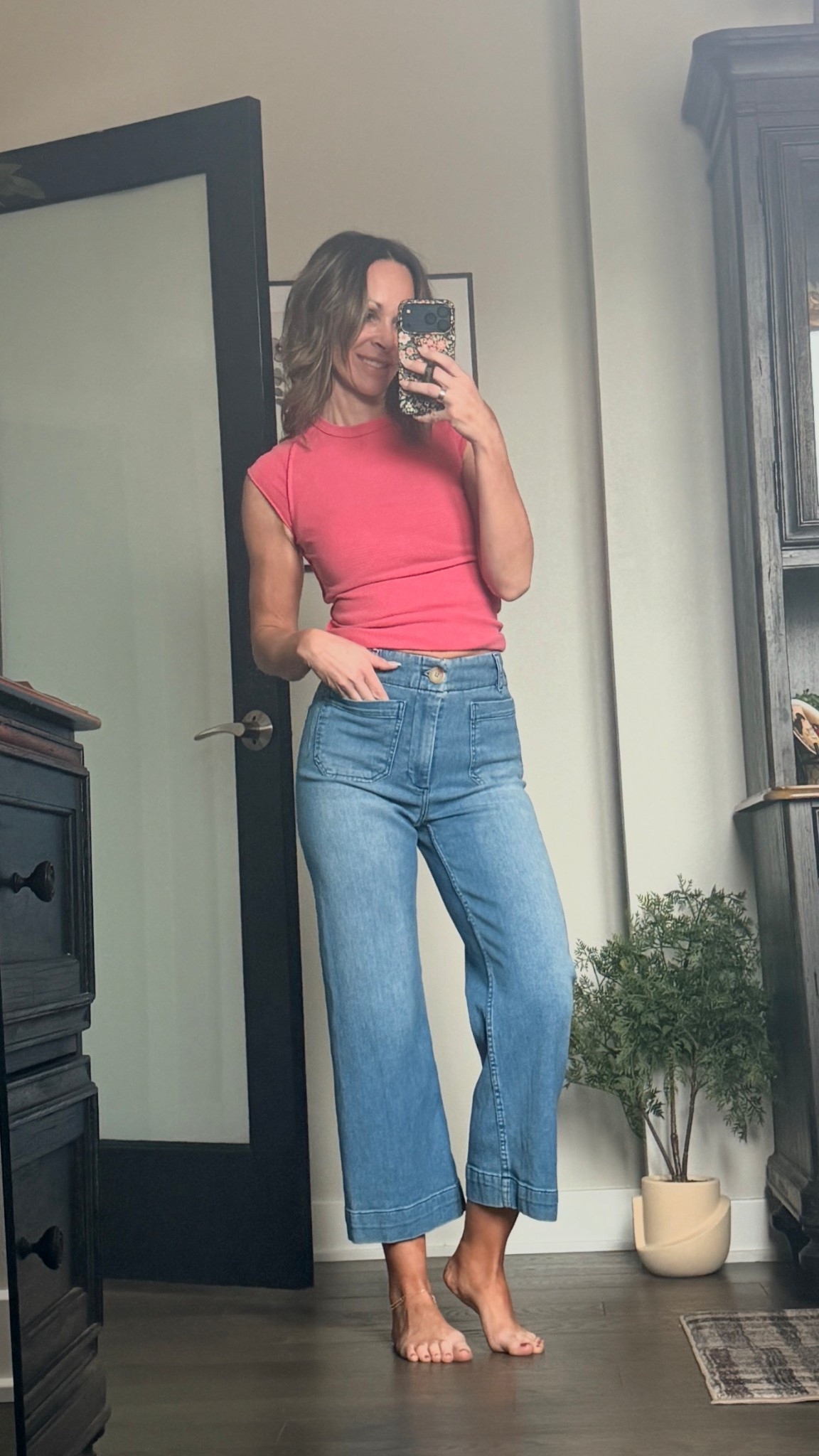 Okay, this shirt is sooooo lovely and perfect for spring. Easy to throw on and wear worth a pair of denim. Speaking of denim, if you do not have a pair of these Colette pants, they are my most worn and favorite style of all time. They come in cropped and folding, and different styles, patterns for pants, and lengths. So so so good.

#LTKSpringSale #LTKSaleAlert #LTKOver40