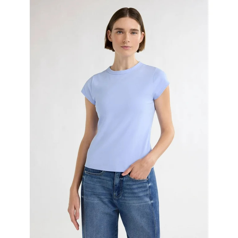 Free Assembly Women's and Women's Plus Cap Sleeve Tee, Sizes XS-4X | Walmart (US)