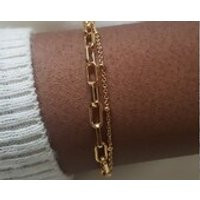 Delicate chunky gold chain bracelet,paperclip gold link bracelet,Dainty gold box chain bracelet,Hand | Etsy (US)