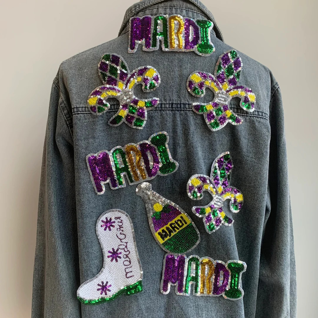 Sequins Mardi Gras Iron on Patch - Etsy | Etsy (US)