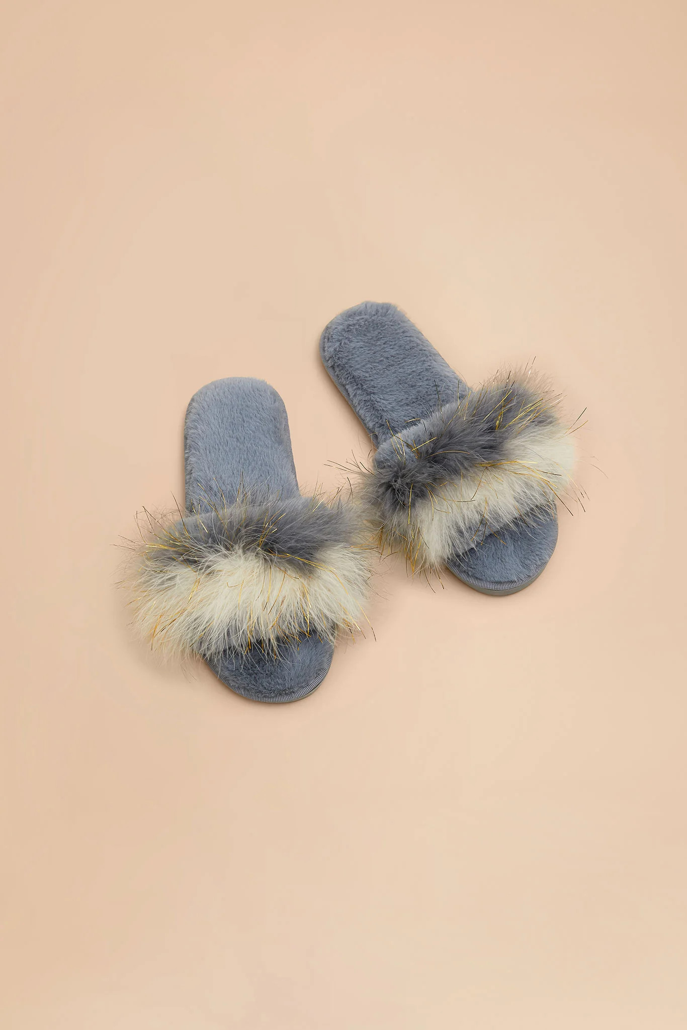 Gray Fluffy Feather Slippers | Birdy Grey | Birdy Grey