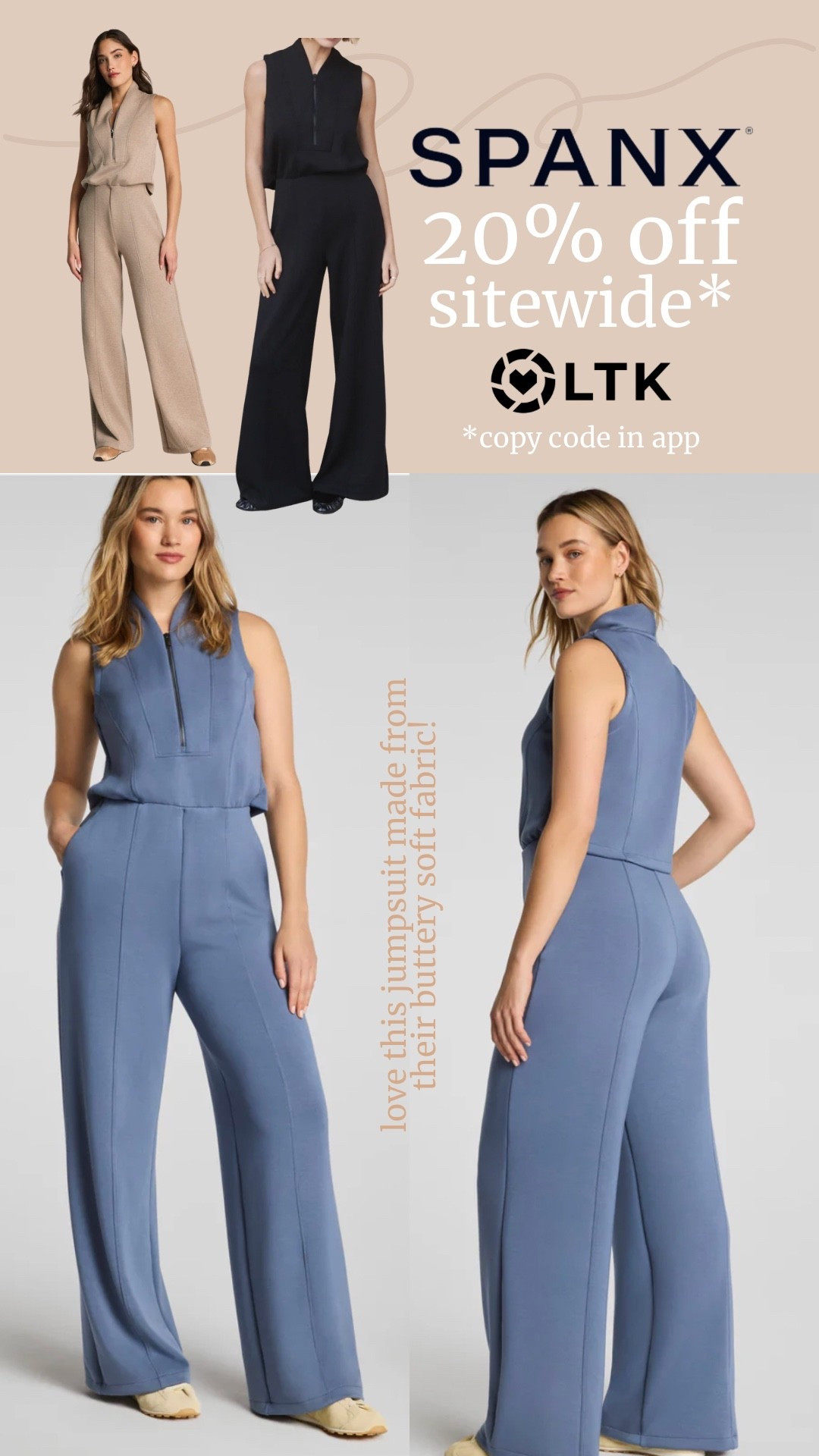 USE CODE: LTKSPANX for 20% sitewide!

SPANX is know for their AirEssentials line of cozy lounge and activewear, with good reason! The fabric is buttery soft, lightweight, and ultra drape! The ultimate comfort wear .￼

#LTKWorkwear #LTKPetite #LTKgrwm