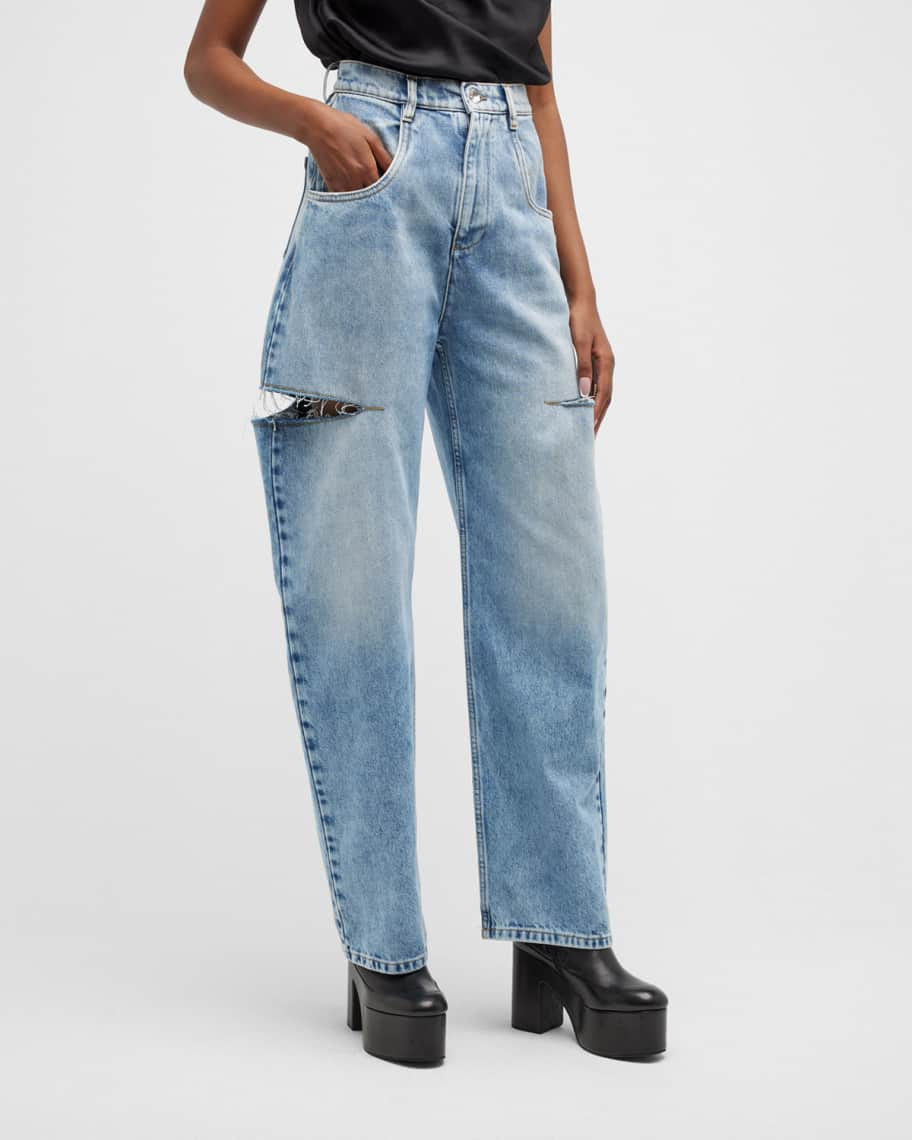 Maison Margiela Slash-Sides Wide-Leg Denim Pants | Neiman Marcus