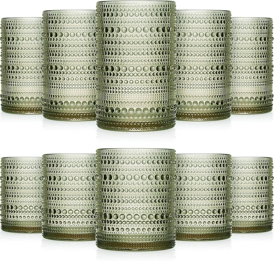 Foaincore 12 Count Hobnail Drinking Glasses Set Vintage Glassware Old Fashioned Beverage Glasses ... | Amazon (US)
