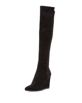 Demivoom Suede/Stretch Wedge Boot, Black | Bergdorf Goodman
