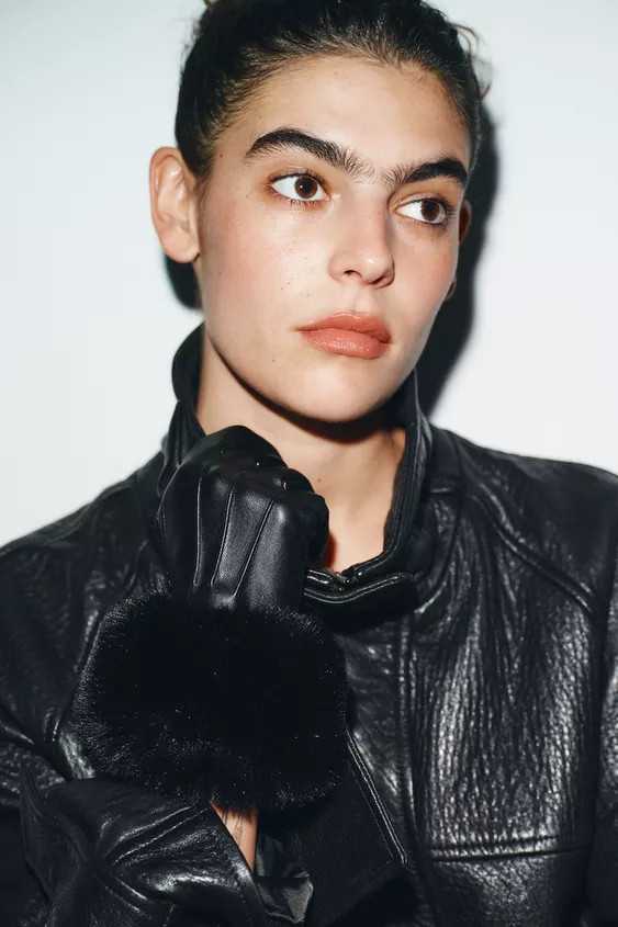 FAUX LEATHER FUR GLOVES | Zara US