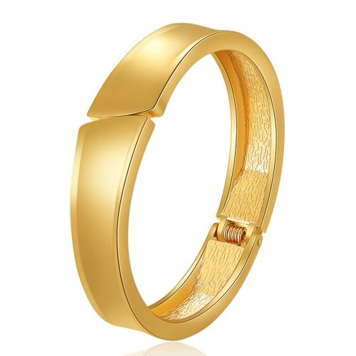 Chunky Gold Bangle Bracelets for Women Minimalist 14k Gold Plated Hinge Thick Gold Bangles Wrist Cuff Bracelet Gifts Jewelry for Women | Amazon (US)
