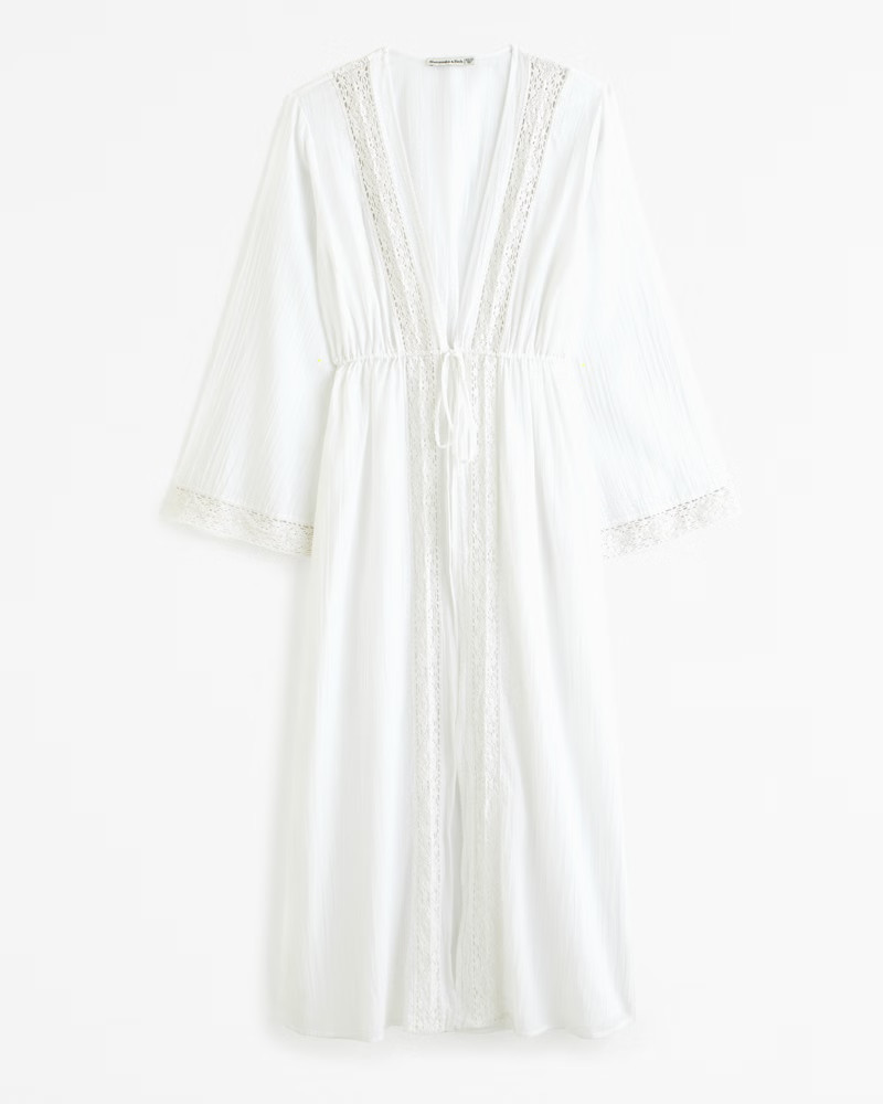 Long-Sleeve Tie-Front Maxi Dress Coverup | Abercrombie & Fitch (US)