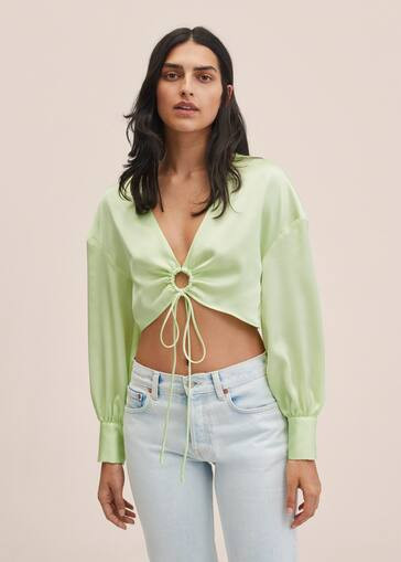 Satin crop blouse | MANGO (US)