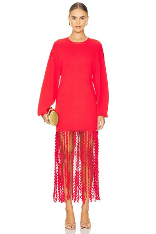 Simon Miller Wallis Knit Fringe Dress in Cherry Red from Revolve.com | Revolve Clothing (Global)