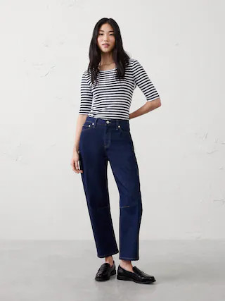 Ribbed Elbow-Sleeve T-Shirt | Banana Republic Factory
