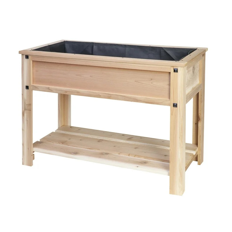 Better Homes & Gardens Cedar Raised Garden Bed,, Legs and Shelf, Natural - Walmart.com | Walmart (US)