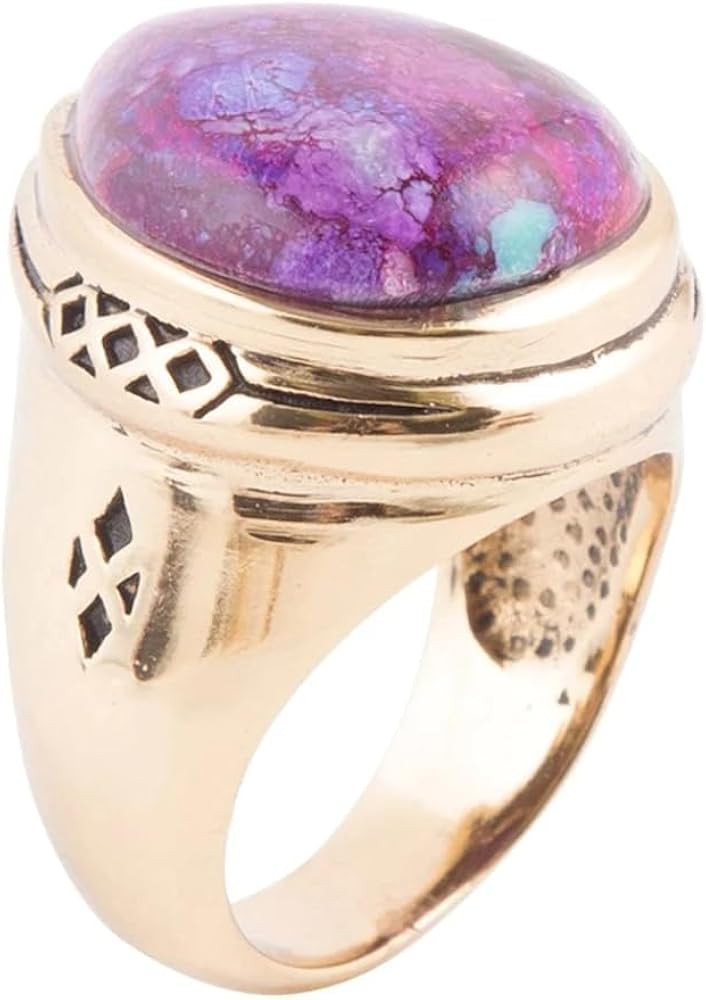 Barse Jewelry Purple Turquoise Golden Teardrop Ring | Amazon (US)