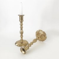 Pair Of 9 Solid Brass Gold Metal Candlestick Holders - Round Swirl Base | Etsy (US)