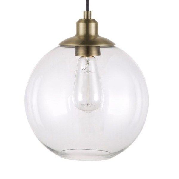 Catalina 19968-000 Antique Brass and Clear Glass 11-inch Orb Pendant Light | Bed Bath & Beyond